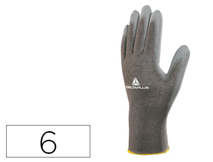 Guantes poliéster y poliuretano gris talla 6 XS